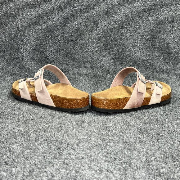 Birkenstock Mayari Sandals Women's Size 10 Faded Pink Leather Buckle Flip Flops - Picture 6 of 13